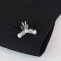 Silver Tone Leaf Branch Ear Cuff With White Pearls view 6