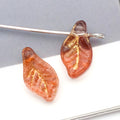 Mini Glass Leaf Beads With Through Holes in Ten Color Finishes view 10