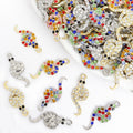 Curved Rhinestone Snake Charms in Two Multicolor Finishes view 1