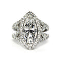 White Gold Marquise Halo Cross Band Clear Stone Ring view 2