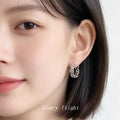 Silver Tone Hollow Cross Pattern Mini Hoop Earrings Pair view 2