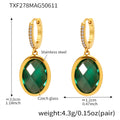 Gold Pave Huggie Oval Czech Glass Drop Earrings Pair view 9