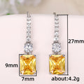 Silver Hook Yellow Rectangular CZ Dangle Earrings Clear Accents view 5