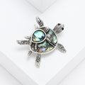 Silver Sea Turtle Brooch Abalone Shell Inlay Antique view 3