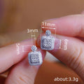 Silver Square Halo Pave CZ Drop Stud Earrings Metal view 4