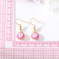 Gold and Silver Tone Round Enamel Evil Eye Hook Earrings view 5