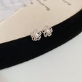 Silver Openwork Flower Stud Earrings Statement Pair view 6