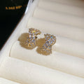 Triple Row Crystal C Hoop Clip On Earrings With Polished Metal Details view 6