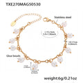 Gold Steel Twisted Chain Pearl Tassel Necklace Bracelet view 8