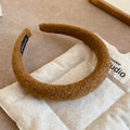 Fuzzy Boucle Padded Headband Coffee Brown Soft Band view 3