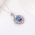 Gradient Square Stone Floral Halo Pendant Necklace view 6