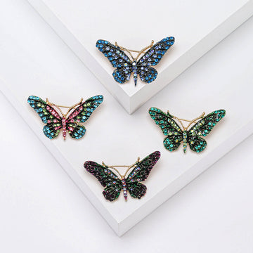 Crystal Butterfly Brooch in Four Jewel Tone Colorways
