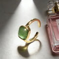 Gold Tone Square Glass Cabochon Adjustable Open Rings view 4