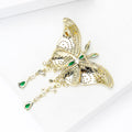 Crystal Butterfly Brooch with Two Beaded Tassels Clothing Pin view 4