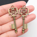Antique Bronze Zinc Alloy Heart Key Charm Pendant for DIY Fashion Jewelry Making
