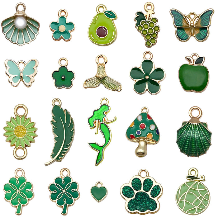 Green Four-Leaf Clover and Mushroom Metal Charms with 79 Listed Options