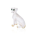 Enamel Sitting Dog Brooch in Black or White with Gold Tone Trim view 1