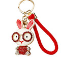 Crystal Eyeglass Rabbit Keychains in Plain Cord and Loop Options view 5