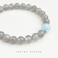 Gray Labradorite Bead Bracelet Tiger Eye Aquamarine Focal view 6