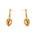 Sculptural Open Shell Drop Earrings in Gold and Silver Tone view 5