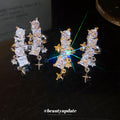 Crystal Star Dangle Single Ear Clips with Polished Metal Tone Details view 4