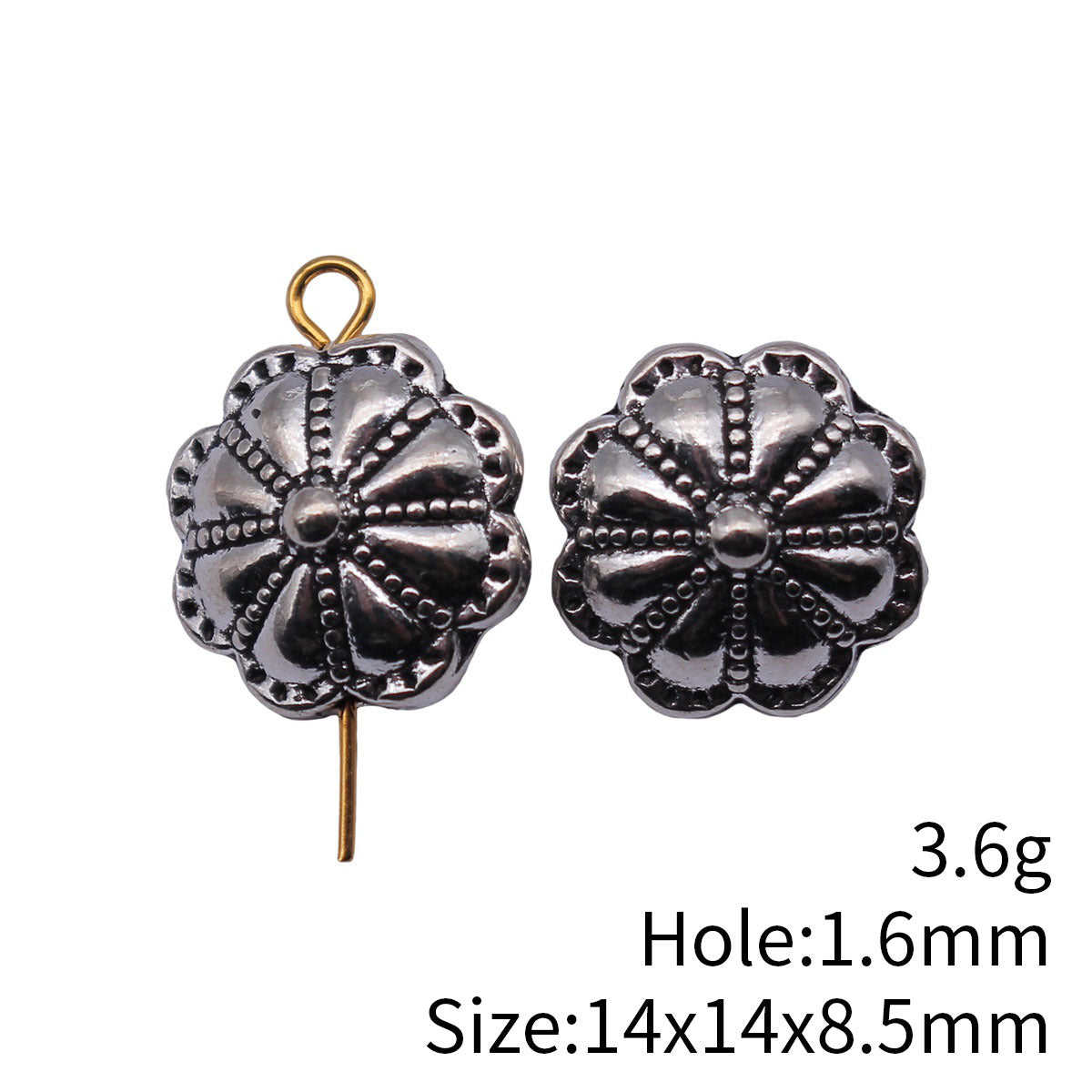 14x14x8.5mm 3.6g Antique Silver Zinc Alloy Flower Shape Spacer Beads for DIY Bracelet Necklace Making