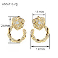Gold Tone Rose Crystal Twisted Hoop Earrings view 4
