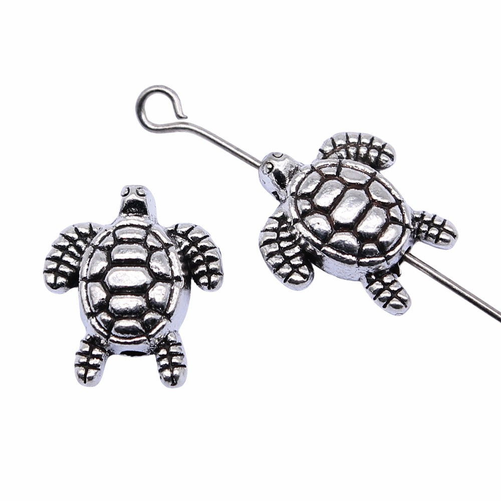 14x12mm 1.4g Antique Silver Zinc Alloy Turtle Loose Metal Beads for Bracelet DIY Jewelry Making
