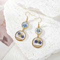 Pressed Flower Resin Double Disc Earrings Gold Hooks 6 Styles view 6