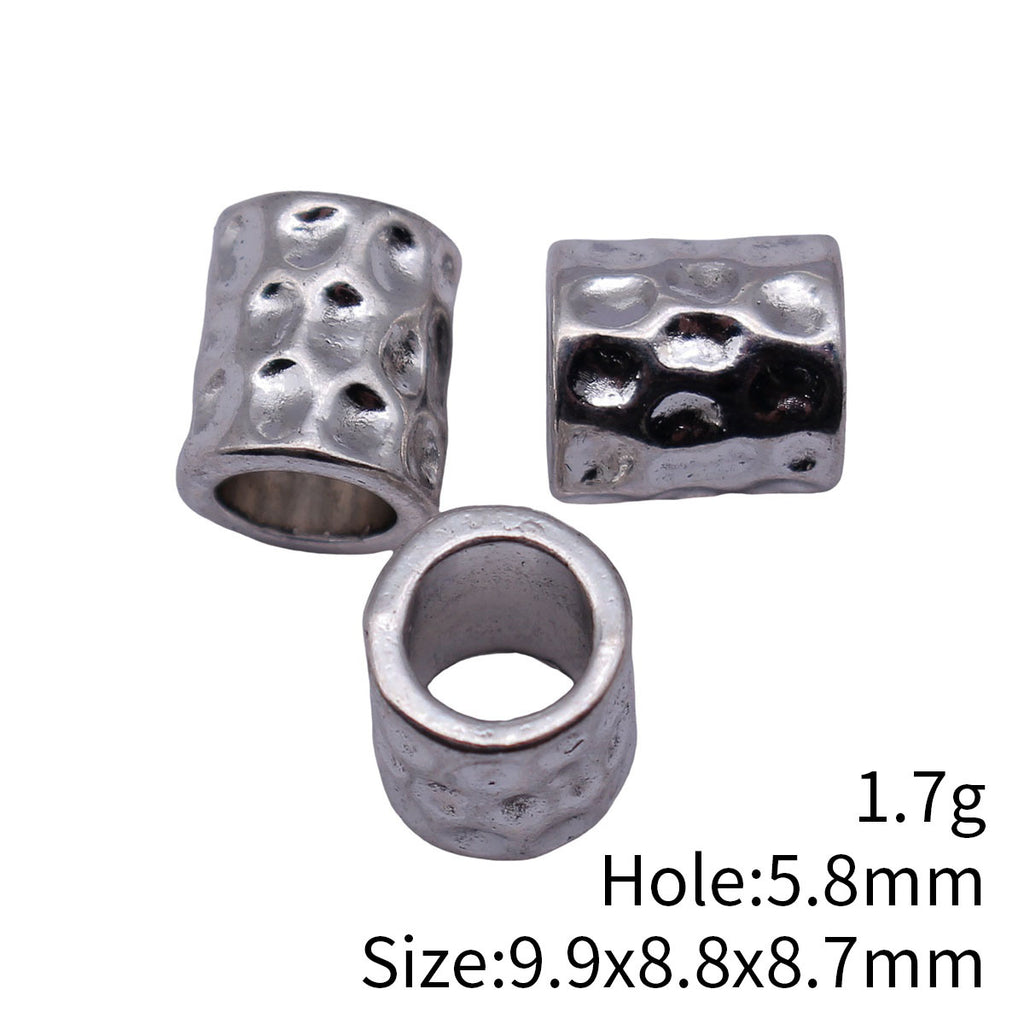 9.9x8.8x8.7mm 1.7g Multicolor Zinc Alloy Hammered Tube Large Hole Spacer Beads for Dreadlock Hair Jewelry