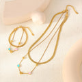 Double Layer Gold Heart Enamel Necklace and Bracelet view 4