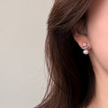 Silver Tone Star and Pearl Stud Earrings Decorative Jewelry Pair view 4