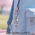 Silver Fleur De Lis Cross Dove and Bible Keychain and Attached Hardware view 3