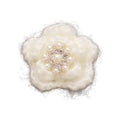 White Crochet Flower Hair Clip With Pearl Rhinestone Center view 5