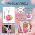 I Love School Wooden Keychain with Books and Backpack Design view 4