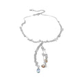Clear Crystal Beaded Y Drop Tassel Necklace Statement Jewelry Design view 5
