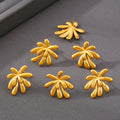 Gold Firework Burst Petal Stud Earrings Polished Metal Finish view 4