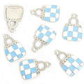 Checkered Handbag Charms in Gold and Silver Tones, Six Colors view 11