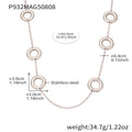 Long Hollow Circle Link Necklace Gold Silver Two-Tone Steel view 7