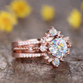 Rose Gold Crown Halo Multi Band CZ Finger Ring Sizes 6-10 view 3