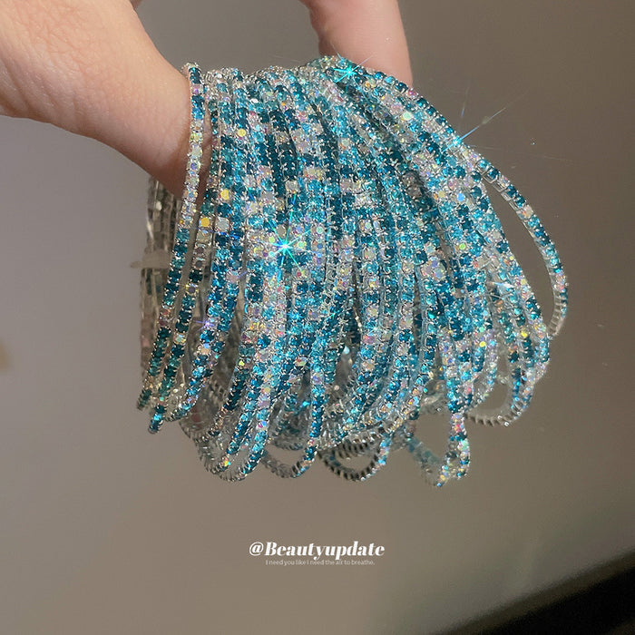 Stretch Crystal Tennis Bracelets Single Strand 8 Colors