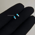Mini Silver Turquoise Clear CZ Vertical Stud Earrings Pair view 1