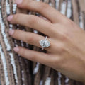 Silver Oval CZ Marquise Halo Finger Ring Sizes 6-10 view 3