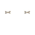 Gold-Tone Mini Clear CZ Bow Stud Earrings Tiny Bows view 5