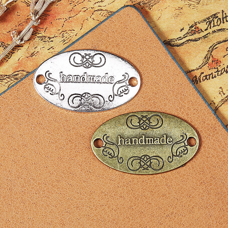 32x19mm Alloy Double-Hole Oval Handmade Letter Connector Charm