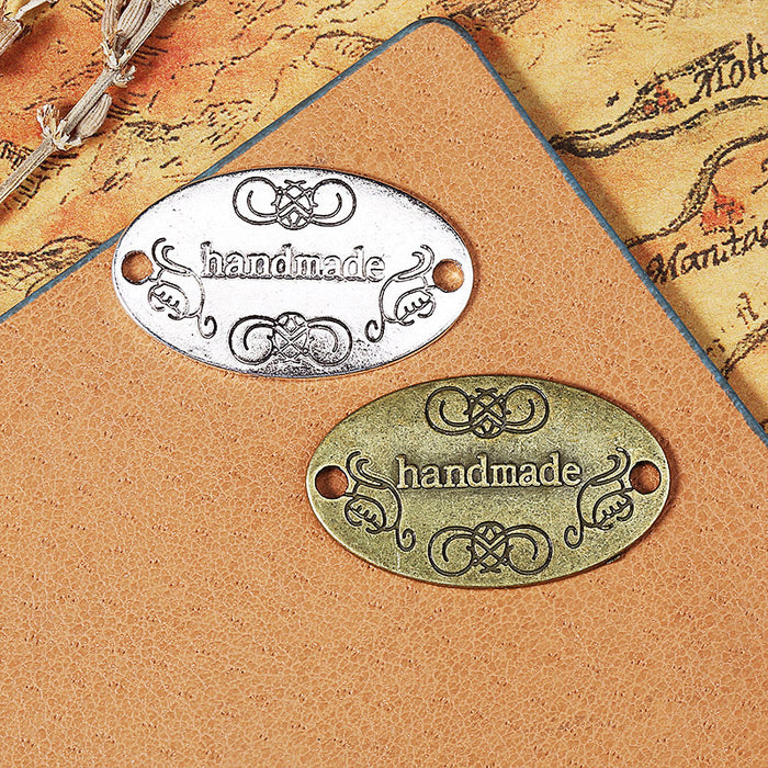 32x19mm Alloy Double-Hole Oval Handmade Letter Connector Charm