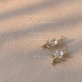 Gold-Tone Mother of Pearl Flower Green Leaf Drop Earrings view 4