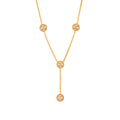 Gold Y Lariat Necklace Round Rhinestone Halo Stations view 5