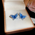 Blue Crystal Butterfly Stud Earrings in Silver Tone view 6