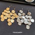 Layered Round Disc Hook Earrings in Gold and Silver Tones view 2